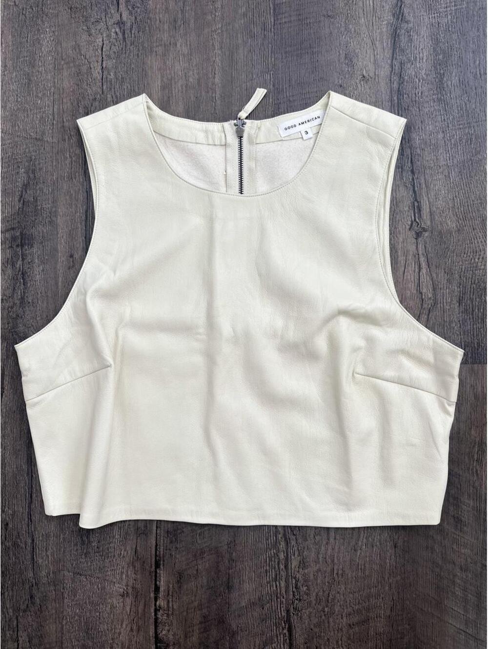 GOOD AMERICAN Women's Cream and White Crop-top